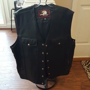 Mens Leather Motorcycle Vest